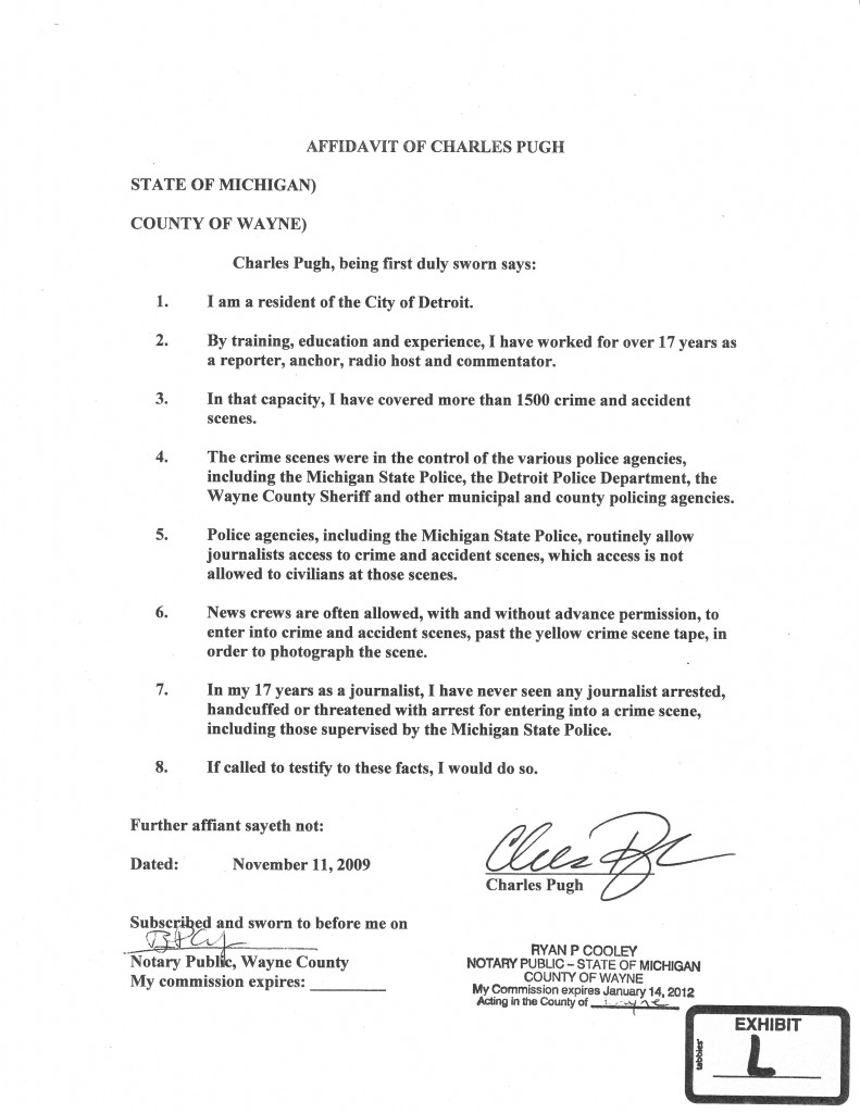Affidavit of Charles Pugh